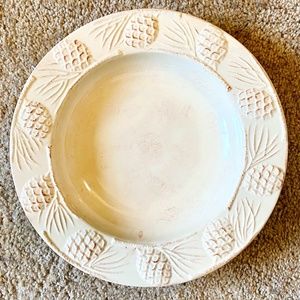 Home Holiday Pine Cone Cream Pasta Serving Bowl 12.125" Pinecones - Discontinued